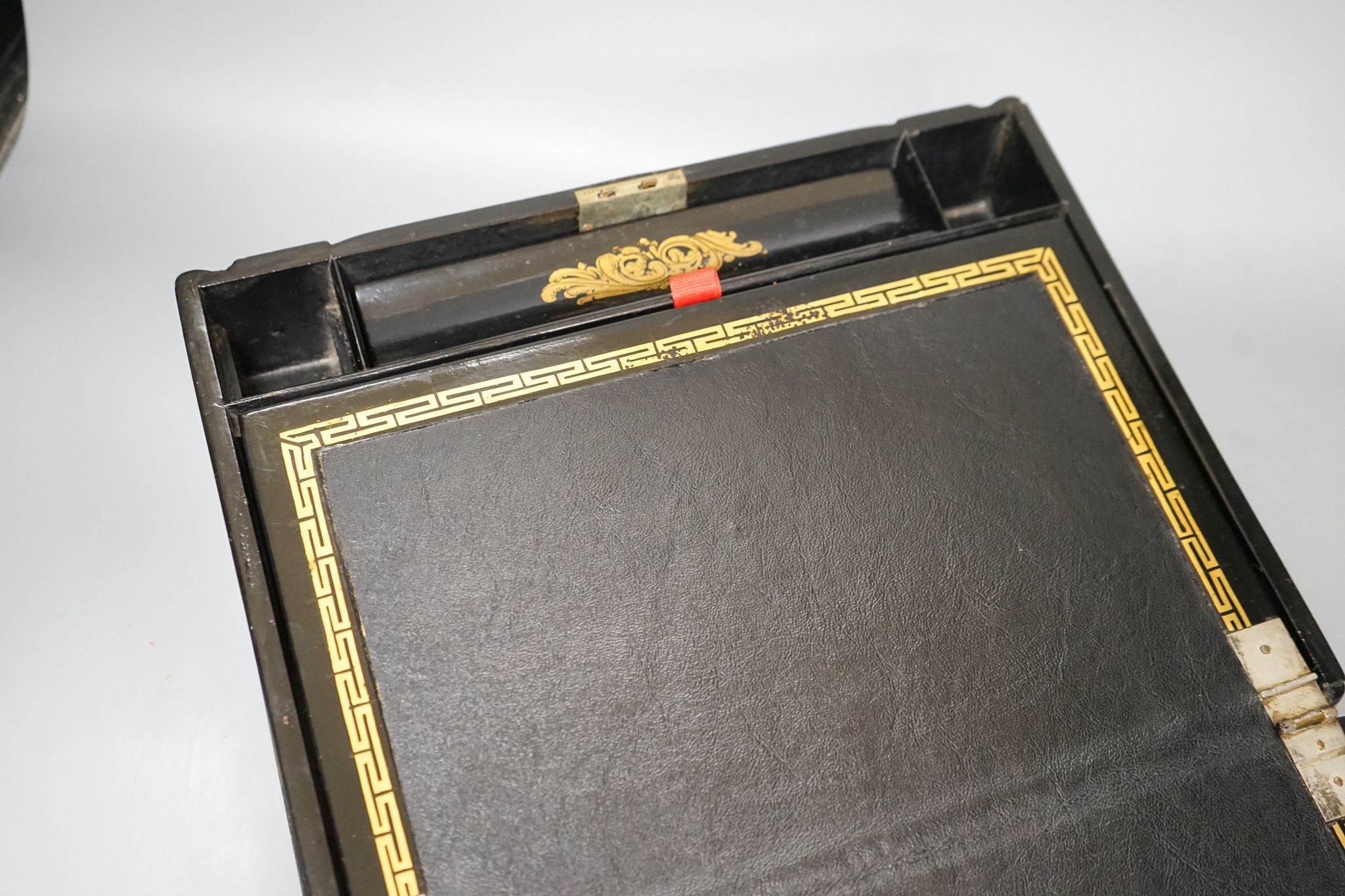 A Victorian papier mache writing slope, 31cm